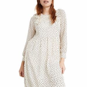 NWT Madewell Smocked Long Sleeve Midi Dress Medium